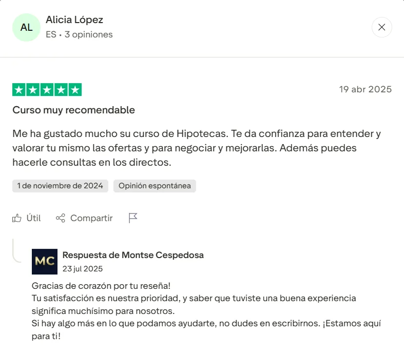 opiniones curso hipotecas montse cespedosa